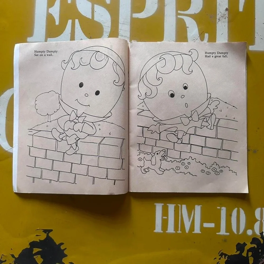 Vintage Rhymes To Color Children's Coloring Book Mid Century Retro‎ Decor Prop